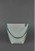 Фото Кожаная плетеная женская сумка Пазл M зеленая Krast